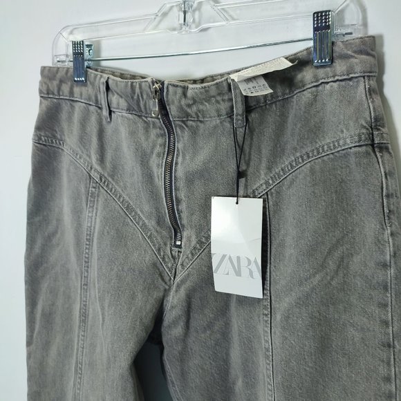 NWT ZARA STRAIGHT FIT TRF JEANS WITH DECORATIVE STITCHES - Picture 7 of 10